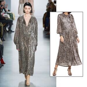 NWT Jonathan Simkhai Casey Speckle Sequins Midi Dress, Sz 6